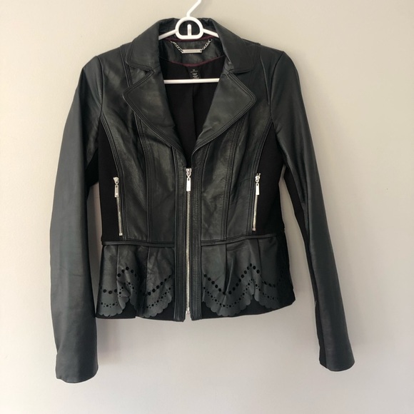 Black leather jacket with silver detailing - Picture 1 of 3